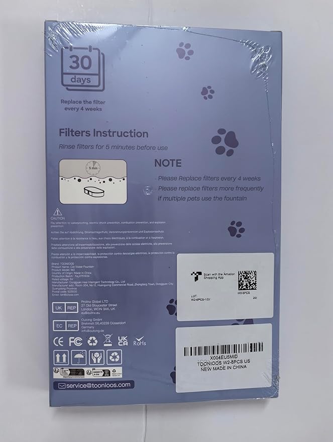 Replacement Cat Water Fountain Filters: VKIMISS Official 12 Pack Cat Fountain Replacement Filters & Pre-Filter Sponges for 108oz/3.2L Automatic Pet Fountains (6 Filters+ 6 Sponges)
