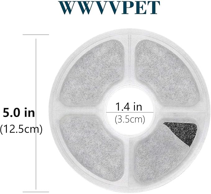 Cat Water Fountain Filters 6 Pack,50% More Activated Carbon,Genuine Cat Flower Fountain Replacement Filters, Fit for Most Dog Pet Drinking Dispenser Triple Filtration (Not for Catit)