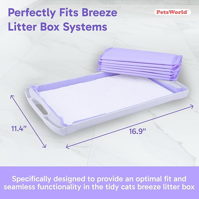 PETSWORLD Fresh Scented Cat Pads Refills for Tidy Cats Breeze Litter System 600 Pads for Cat Litter Box, 16.9x11.4 Inch
