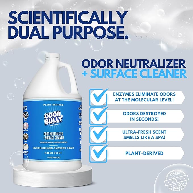 Whip-It Odor Bully Instant Odor Neutralizer - Powerful Plant-Based Formula | Eliminate Stubborn Odors from Home and Car | Fresh Laundry Scent | Dual Purpose Odor Control/Cleaner - 128 oz