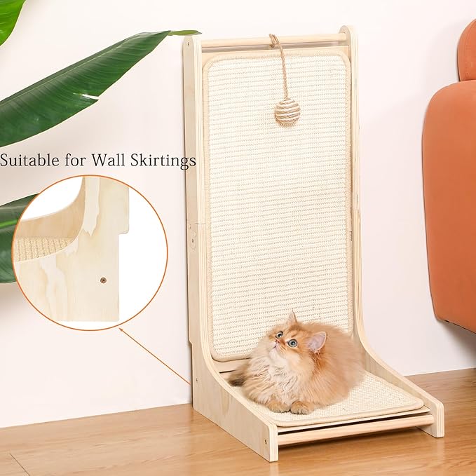 L-Shaped Cat Scratcher Pad for Indoor Cats - Sisal Scratching Board, Furniture Protector, and Scratch Post