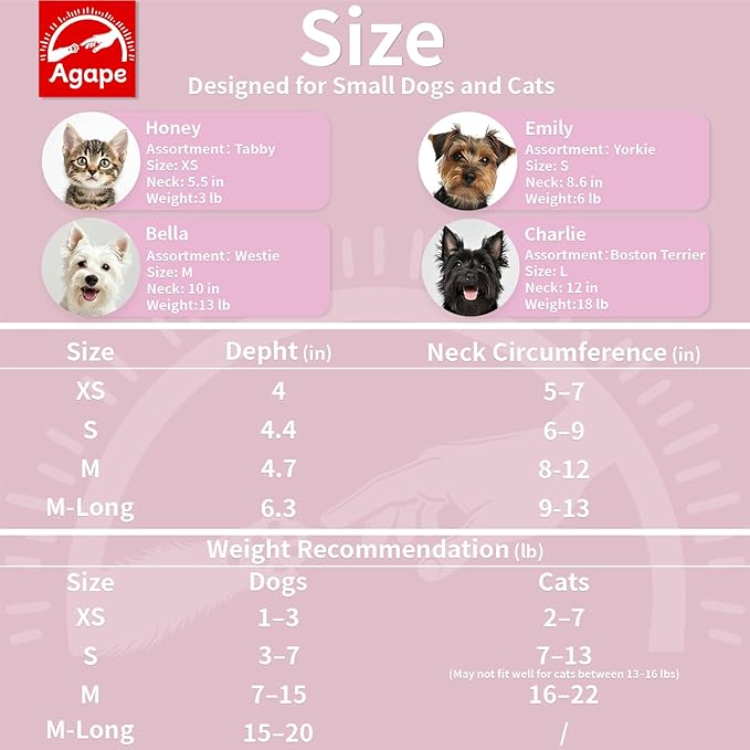 Agape Soft Dog Cone for Small Dogs & Cats, Comfy Dogs Recovery Collar After Surgery, Adjustable E Collar Alternative to Stop Licking, Protective Elizabethan Collars for Pup, Comfortable Dog Cones