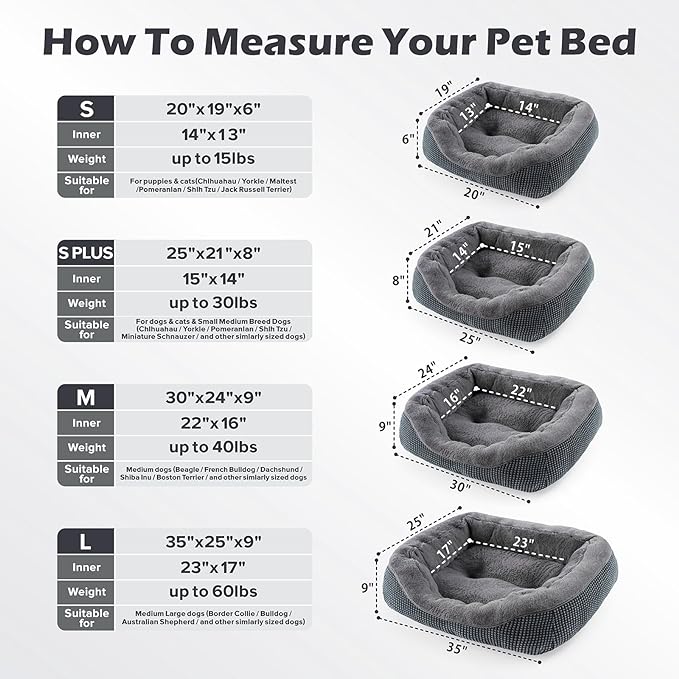 INVENHO Dog Beds for Small Medium Dogs Washable, Calming Orthopedic Warming Soft Calming Sleeping Durable Pet Bed with Anti-Slip Bottom