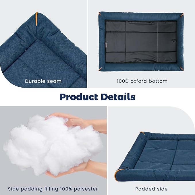 Miguel Oxford 900D Outdoor Waterproof Dog Bed for Metal Dog Crates Water-Resistant All Weather Pet Mat Durable Easy Wipe Clean Travel Indoor Outdoor Puppy Cat Crate Bed 42inch, Dark Blue