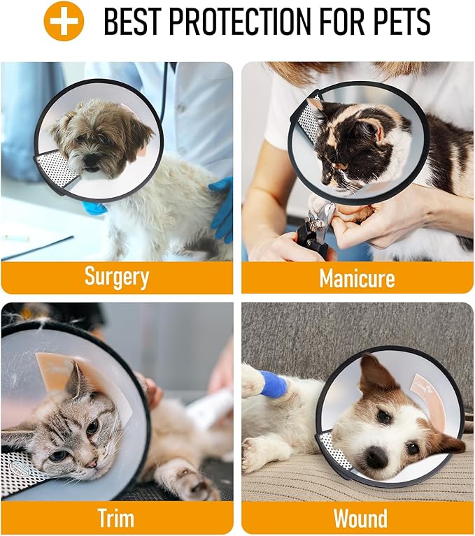 Adjustable Dog Cone Collar After Surgery Soft Cone of Shame Alternatives for Dog Cat Puppy Plastic Elizabethan Collar for Dogs from Licking Biting Scratching Wounds(M,Neck:9.0-10.6in)