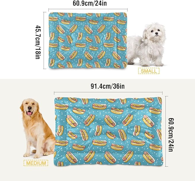 Hot Dog Pet Bed Cute Dog Bed Mat Absorbing Non Slip Pad Pet Sleeping Mat for Small, Medium, and Large Dogs Puppy Cat 24 in x 18 in