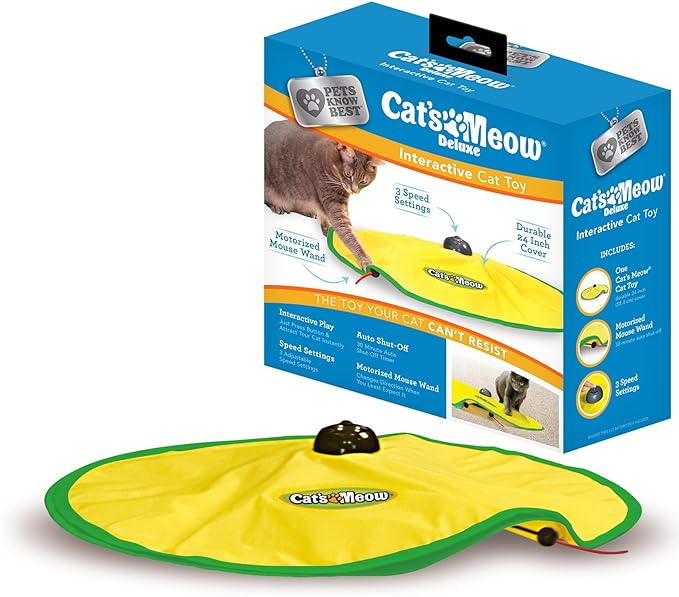 Cat's Meow | Interactive Enrichment Toy for Indoor Cats & Kittens, Automatic Movements That Simulate Mouse Tail & Hunting Prey, Self-Play Battery Powered for Physical & Mental Stimulation, All Breeds