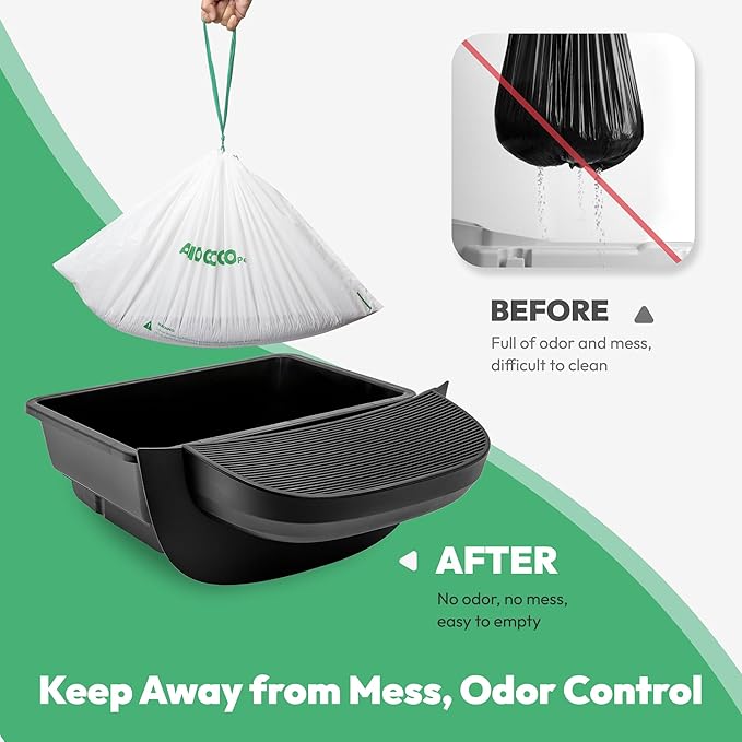 Waste Bags, Compatible with Litter Robot 4 & 3, Liners for Automatic Cat Litter Box Self Cleaning, 9-11 Gallon Capacity, Replacement Bags Liners with Drawstring 40 Pack, 25.8" x 21.5"