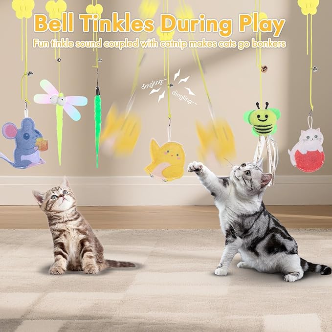 Cat Toys Indoor 8 Pcs Cat Hanging Interactive Colorful Toy Suitable for Bored Adult Cats and Kittens for Self Play Chase Exercise Mental and Physical Stimulation