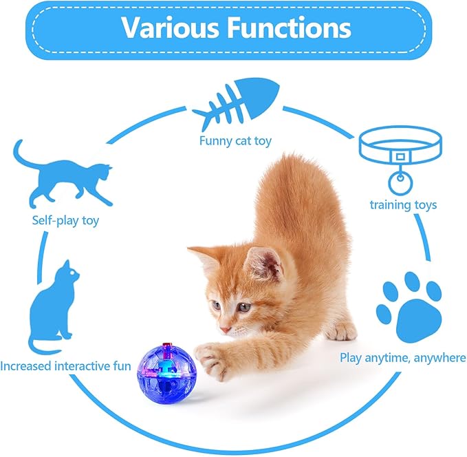 Frienda 4 Pieces Ghost Hunting Cat Ball Motion Light up Cat Balls LED Motion Activated Pet Ball Motion Light up Interactive Toys Pet Glowing Mini Running Exercise Ball Toys(Transparent)