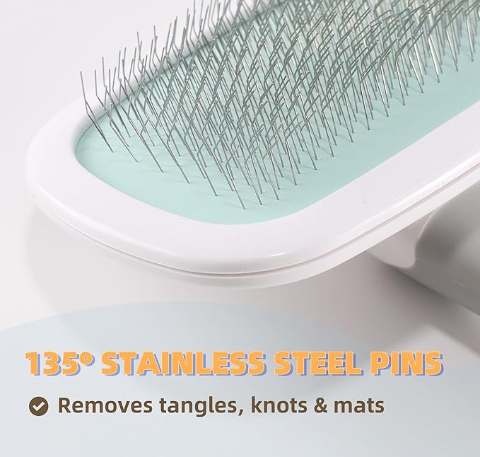 360°Rotating Dog and Cat Brush with Soft Pins Gentle Slicker Brush for Small Dogs Puppies Yorkies Poodles Cats Removes Loose Fur