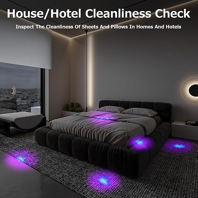 2 Pack Rechargeable Black Light, 60W 5000 mAh Dimmable UV Black Light, 100 LED 395 nM Ultraviolet Blacklight, for Dog Cat Pet Urine Stains Detection, Bed Bug, Scorpions, Bedroom, Camping, Outdoor