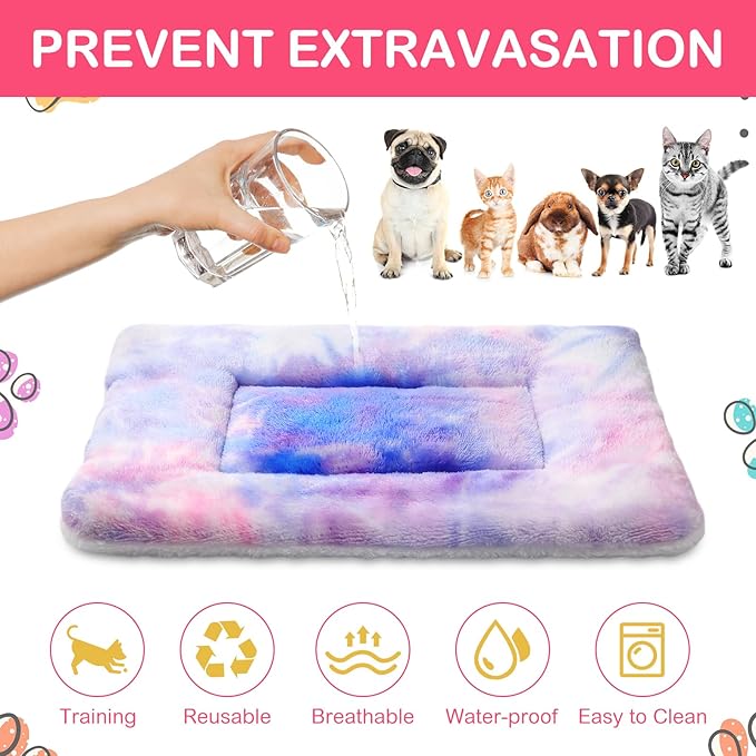 Haull 4 Pcs Waterproof Guinea Pig Bedding Winter Guinea Pig Bed Plush Cage Liners Soft Dog Cat Mat Reversible Winter Cozy Animal Pee Pad Hamster Bed Mat for Bunny(Tie Dyed,13 x 18.5 Inch)