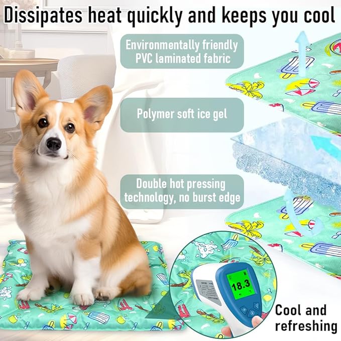 Cooling Bed for Dogs - Cats Cooling Mat Washable Pets Cooling Pad Non-Slip Keep Your Pet Cool in & Outdoor(15.75×19.69in)