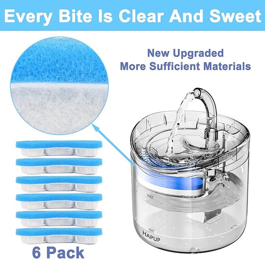 Cat Water Fountain Filter Replacement Upgrade Cat Fountain Filter Arc-shaped Safe Washable Animal Water Fountain Filters with 4 Filtration System for HAPUP Dog Kitty Spout Cat Fountain