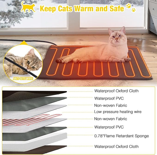 Aivituvin Cat House with Insulated Liner, Heated Feral Cats Shelter, Weatherproof Cat Condos Outdoor Indoor