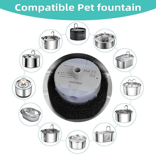 Ultra-Quiet Replacement Pump for Stainless Steel Cat Water Fountains - SMA-800 Motor - Safe and Easy to Clean with Low Voltage DC 5V and USB Cable (Bottom Suction Pump)