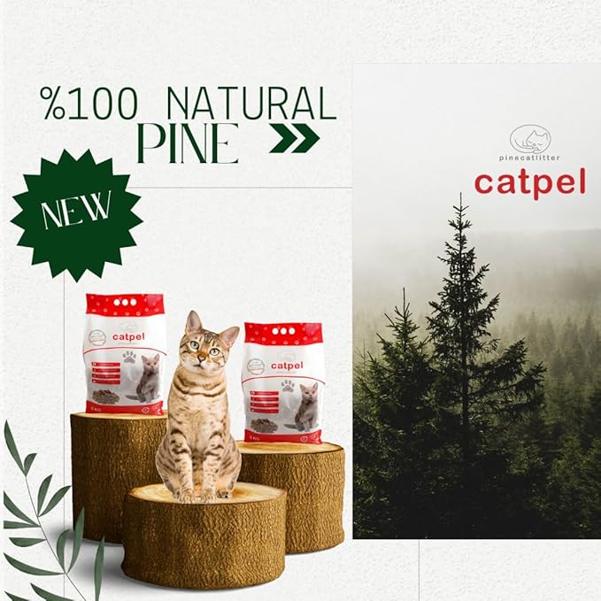 Premium Pine Pellets Cat Litter, 100% All Natural Pellet Kitty Litter, Non Clumping Non Tracking Low Dust Litter Meant for Use with Sifting Litter Box (11 lb)