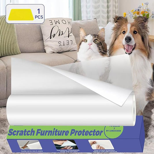 Cat Scratch Furniture Protector: Cat Anti Scratch Tape - Door Protector from Dog Scratching - Clear Training Self Adhesive Tape for Carpet, Sofa, Couch, Door(Transparent, 11.8" x 6.56FT)