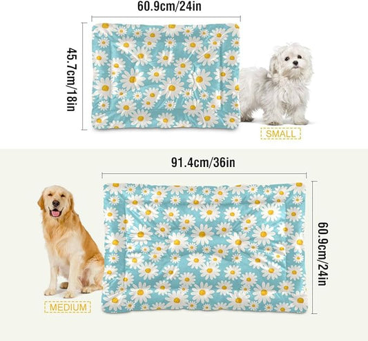 Daisy Floral Pet Bed Cute Dog Bed Mat Absorbing Non Slip Pad Pet Sleeping Mat for Small, Medium, and Large Dogs Puppy Cat 24 in x 18 in