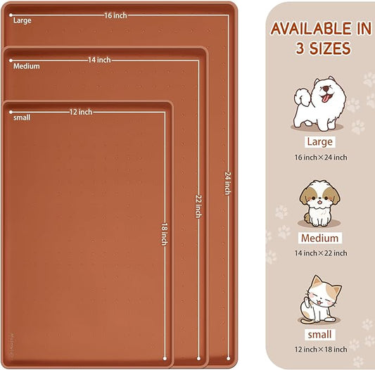 MateeyLife Silicone Cat & Dog Food Mat for Floors Waterproof, Anti-Slip Dog Bowl Mats for Food and Water, Pet Feeding Mats with Lip to Prevent Spills, Pet Placemat for Messy Drinkers to Protect Floors