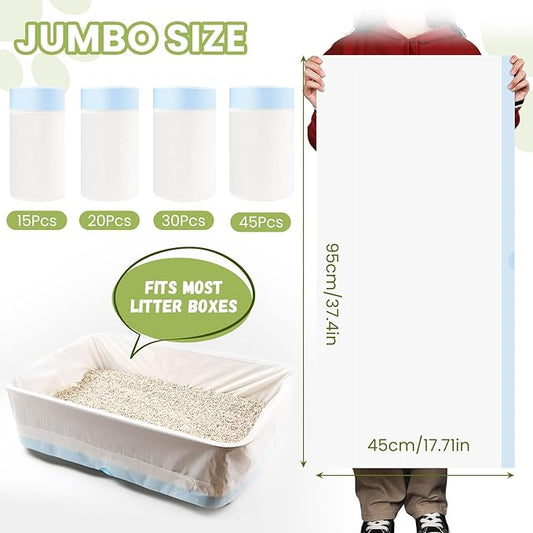 30 Count Cat Litter Box Liners 100% OK Compost Home Certified,38" x 18" Litter Box Liners for Automatic Litter Robot 4/3,Heavy-Duty, Extra Thick,Jumbo Size
