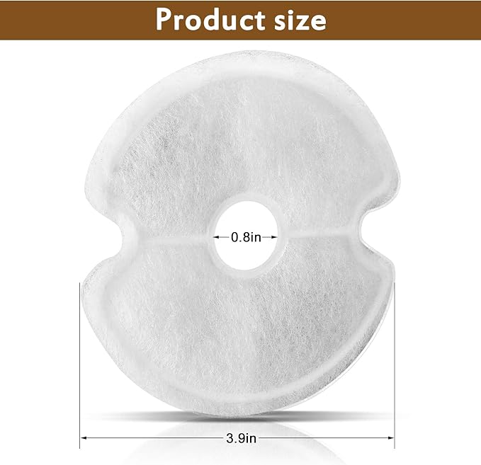 Cat Water Fountain Filter, Multiple Filtration Pet Water Fountain Replacement Filter,8 or 12 Packs of Cotton Activated Carbon Cat Fountain Filter(Filter 8 Pack)