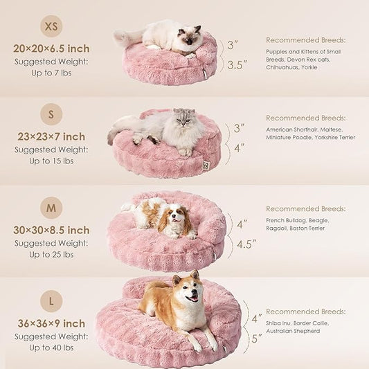 EHEYCIGA Extra Small Dog Bed and Cat Couch for Puppy and Kitten - Fluffy Faux Rabbit Fur Pet Sofa with Washable Removable Cover, Waterproof and Non-Slip, 20 Inch Pink
