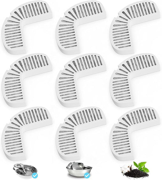 Cat Water Fountain Filters, 9 Pack Replacement Filters for Ceramic & Stainless Steel Fountains Automatic Pet Fountain Dog Water Dispenser (9 Pack)