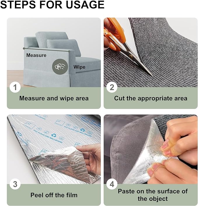 Cat Scratching Climbing Carpet Mat, Adhesive Trimmable Cat Scratcher Furniture Protector, Cat Post Covered Pad Replacement for DIY Cat Tree Shelf Couch Corner Wall (Dark Grey,39.3x15.8In)