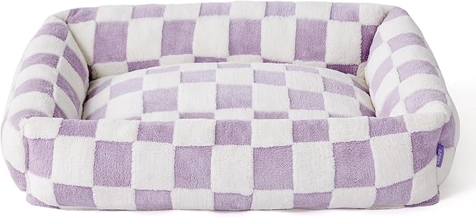Lesure Cute Dog Bed for Large Dogs - Washable Pet Beds,Cozy Rectangle Orthopedic Sofa with Jacquard Shaggy Plush & Anti Slip Bottom,36x27x8inches