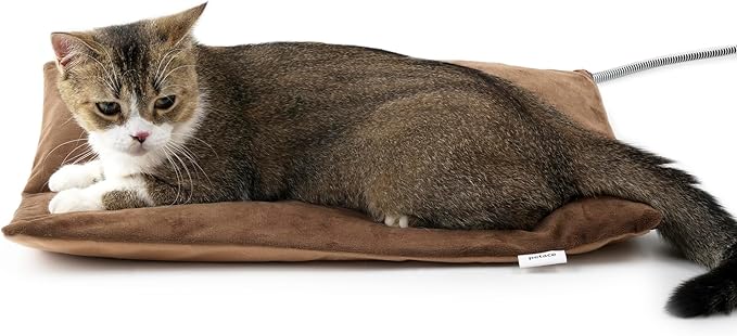 Outdoor Heated Cat Bed, Soft Pet Heating Pad with Steel-Wrapped Cord, Outside Pet Warmer for Feral Cats and Dogs, 19.7" x 15.7", 40 Watts