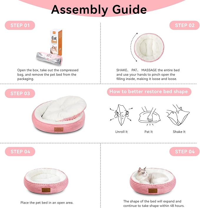 30in Round Dog Bed Sofa for Small/Medium/Large Dogs, Machine Washable Supportive Foam Pet Couch with Washable Removable Mat and Non-Slip Bottom, Pet Cuddler for Indoor/Outdoor/Car/Cage, Pink