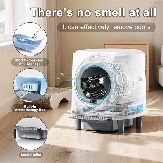 Self Cleaning Litter Box, Automatic Litter Box, Odor Control, 90L Large Capacity with APP Control and Safety Sensor, Ellenpent, for Multiple Cats, Large Cat, with 3 Rolls Trash Bags