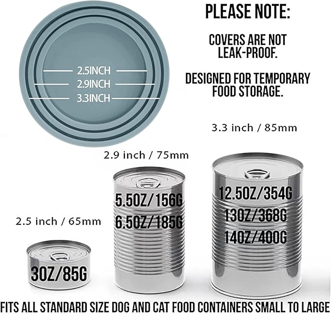 OHMO 2 Pack Dog Food Can Lids, (3,12, 14oz etc.) Universal Size BPA Free Silicone Covers for Cat and Pet Food, Light Blue