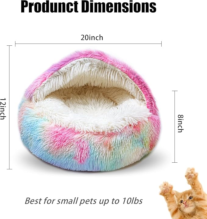 Cat Beds for Indoor Cats,Cat Cave for Puppy and Kitty,Calming Small Dog Bed for Small Dogs with Cover Cave,Cozy Warming Fluffy Washable Anti-Slip Pet Sleeping Bag(20 * 20inch,Dazzle)