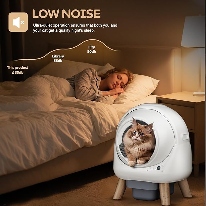 Self Cleaning Litter Box,Automatic Cat Litter Box for Multiple Cats,Robot with APP Control,Dual Safety Protection,Odor-Free Waste Disposal Includes Trash Bags,White