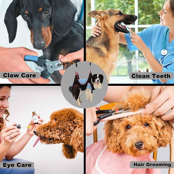 Pet Grooming Hammock Harness for Large Dogs, Breathable Pet Dog Hammock Restraint Bag,Dog Grooming Sling Helper for Trimming Nail and Ear/Eye Care(L Size,10.2")