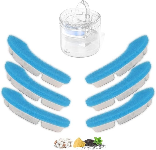 Cat Water Fountain Filter Replacement Upgrade Cat Fountain Filter Arc-shaped Safe Washable Animal Water Fountain Filters with 4 Filtration System for HAPUP Dog Kitty Spout Cat Fountain