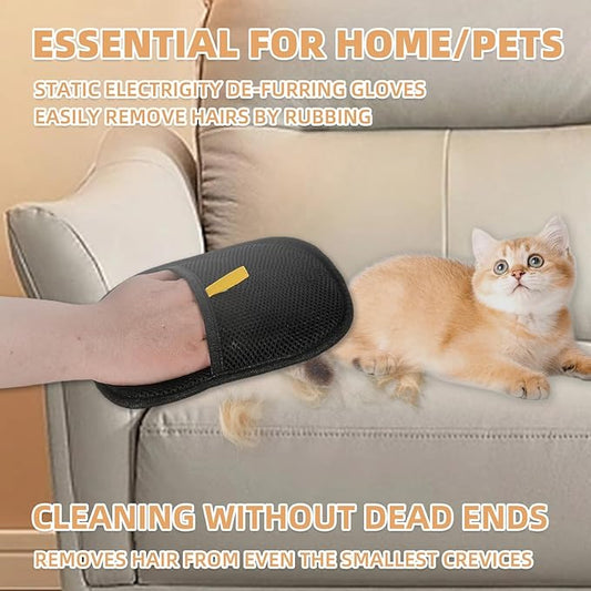 Pet Hair Remover Gloves for Cats & Dogs, Electrostatic Pet Hair Removal Gloves Brush for Pets Hair, Reusable Cats & Dogs Grooming Gloves for Hair Removal，Pet Hair Remover for Furniture