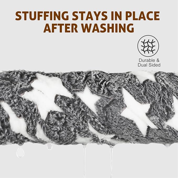 Mora Pets Dog Crate Pad - Ultra Soft Pet Bed With Cute Star Print, Washable Mat for Large Medium Small Dogs, Reversible Fleece Kennel Liner, Cat Bed 23 x 18 Inch Grey