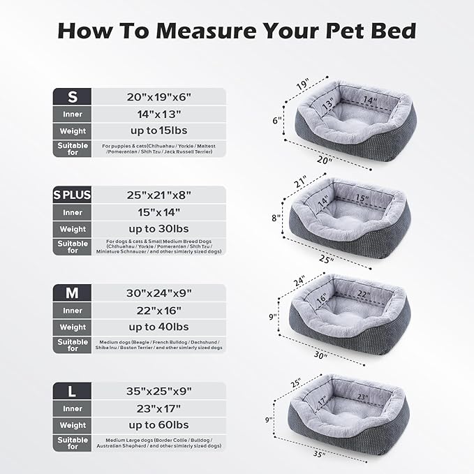 INVENHO Small Dog Bed Washable Orthopedic Calming Warming Durable Pet Bed with Anti-Slip Bottom