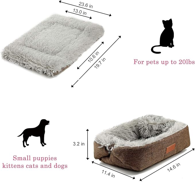 Cat Bed Self Warming, Foldable Self Heated Cat Mat with Removable Cover Heating Pad 24 x 20 inch Extra Warm Thermal Pet Pad for Indoor Outdoor Cats, Non-Slip Bottom Washable Non Electric, Khaki
