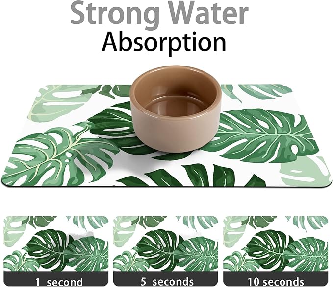 Dog Food Mat for Floors - Absorbent Bowl Mat for Food and Water Dispenser, Quick Dry Pet Supplies for Dogs and Cats