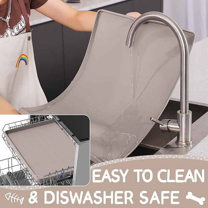 MateeyLife Silicone Cat & Dog Food Mat for Floors Waterproof, Anti-Slip Dog Bowl Mats for Food and Water, Pet Feeding Mats with Lip to Prevent Spills, Pet Placemat for Messy Drinkers to Protect Floors