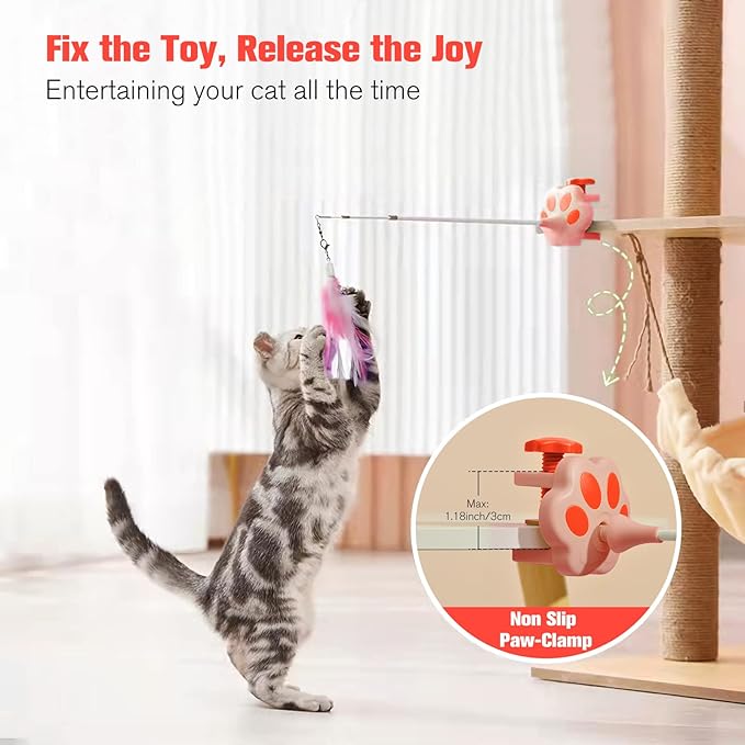 3-in-1 Retractable Cat Wand Toy for Indoor Cats
