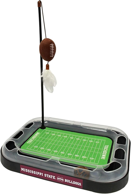 Pets First 5-in-1 Cat Toy: Interactive Scratcher with Catnip-Filled Plush Football & Feathers