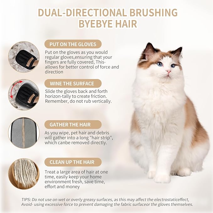2𝑷𝒄𝒔 Pet Hair Removal Glove for Cats & Dogs, Newly Pro Five-Finger Electrostatic Pet Hair Remover Gloves, Reusable & Washable Magic Brush Pet Hair Removal Tool for Couch, Clothing, Carpet, Car Seat