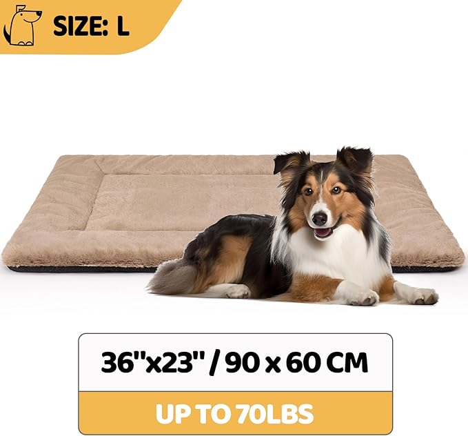 Dog Crate Pad, Kennel Bed Crate Mat for Small Dogs, Washable Cute Pet Bed for Dog Cage, Ultra Soft Flat Puppy Cat Kitten Pillow Cushion for Sleeping Anti-Slip (36" x 23", Brown