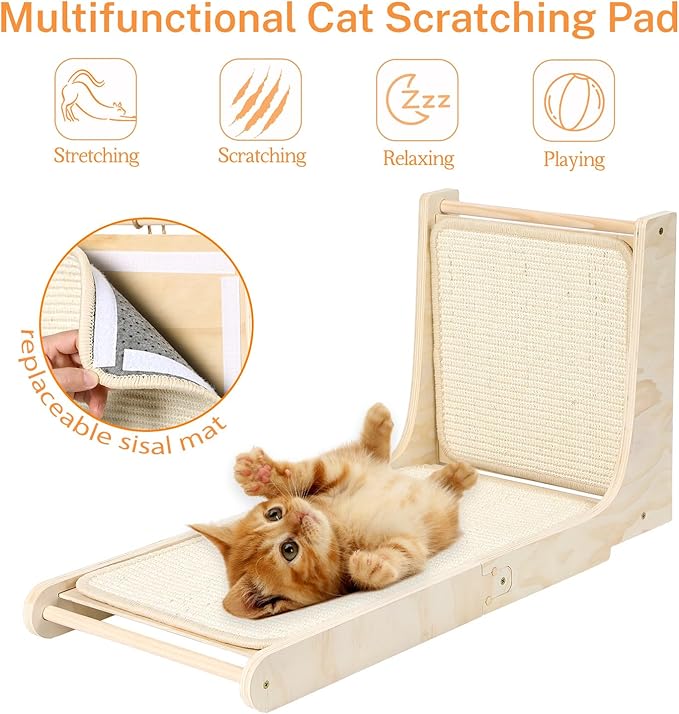 L-Shaped Cat Scratcher Pad for Indoor Cats - Sisal Scratching Board, Furniture Protector, and Scratch Post